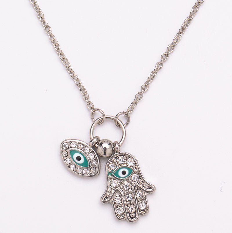 Hand of Fatima Hamsa and Evil Eye Necklace