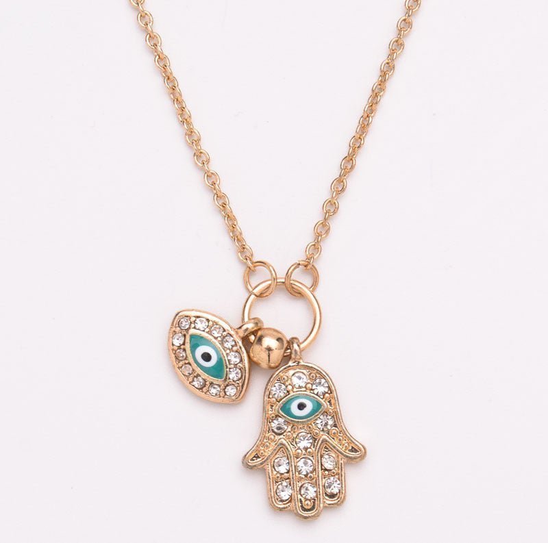 Hand of Fatima Hamsa and Evil Eye Necklace