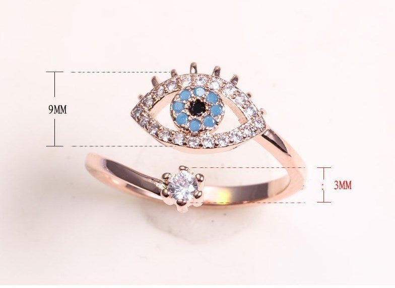 Mystic Evil Eye Rose Gold Copper Ring